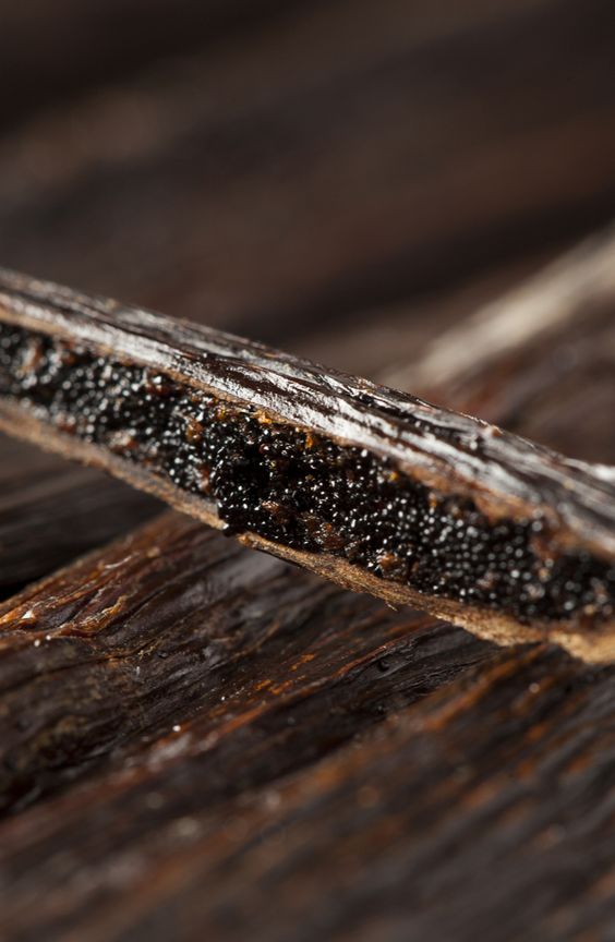 close up of the top note ingredient, vanilla which is used in the scented candle VANNILE